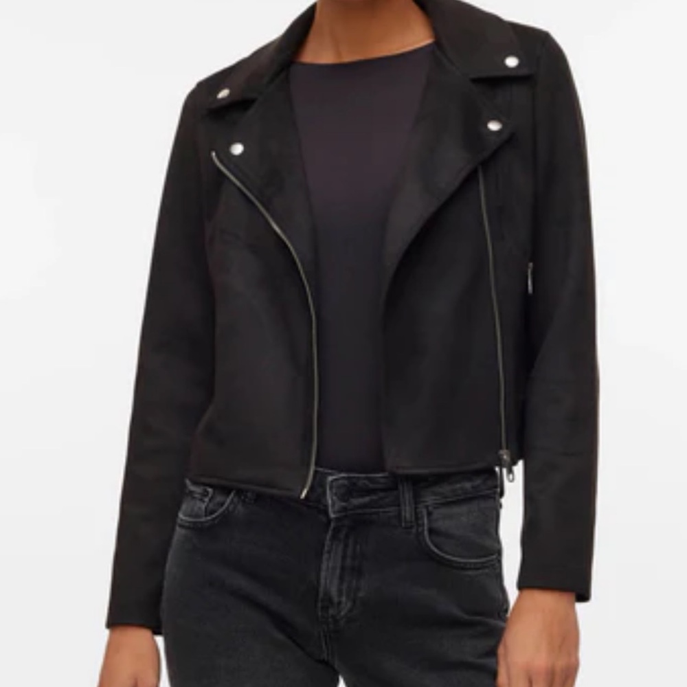 NAVY Vero Moda Faux Suede Bomber Jacket